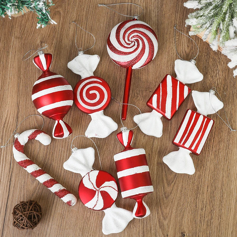 Big Christmas Lollipop Red Candy Cane Pendants Xmas Tree Hanging Ball Ornaments 2024 Christmas Decoration For Home New Year Gift