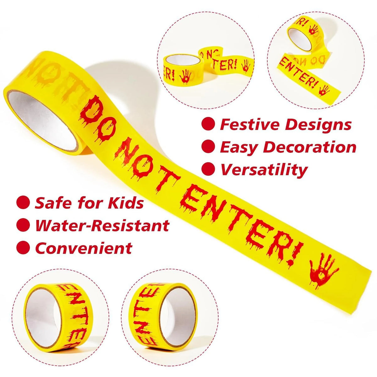 Halloween Warning Glow/Yellow Color In The Dark Tape 3m Non-Adhesive Indoor Outdoor Gatherings Garden Halloween Decoration