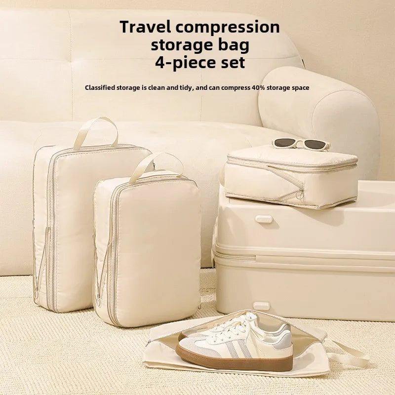4Pcs/Set Travel Compression Packing Cubes Bag Portable Suitcase Clothes Organizers Waterproof Luggage Storage Cases Drawer Bags