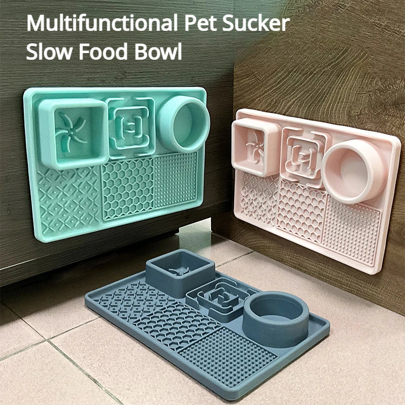 Dog Licking Pad with Suction Cup Food Grade Silicone Slow Feeding Mat Anti-Slip Lick Plate for Anxiety Relief Pet Supplies