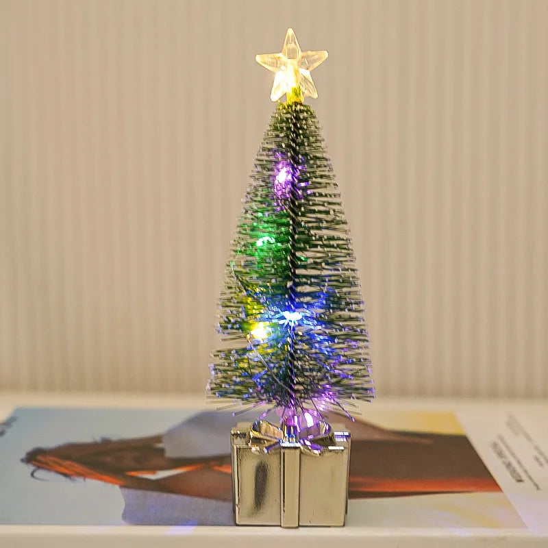 1/4pcs Luminous Mini Christmas Trees Beautiful Small Artificial Xmas Trees Desk Decorations Christmas Home Decorations