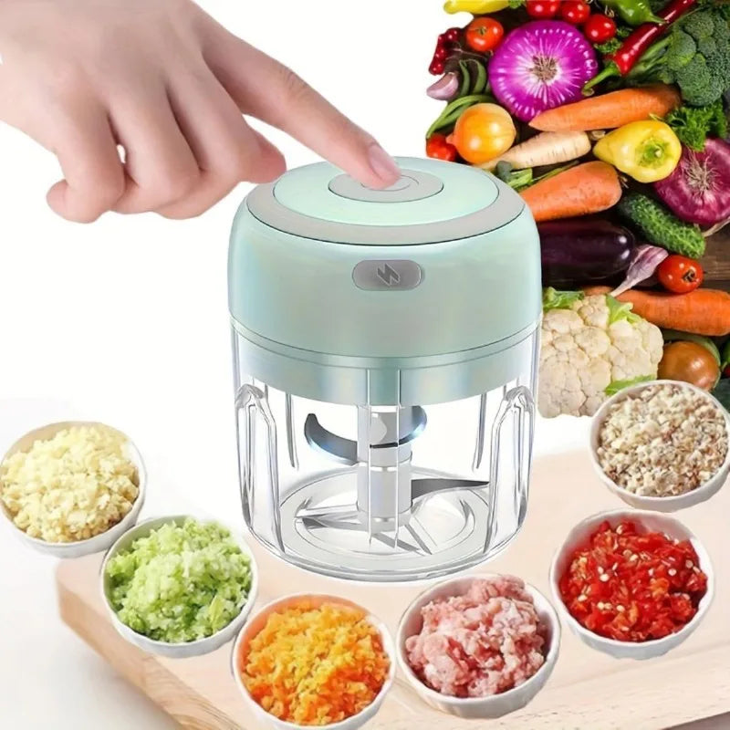 Portable Wireless Electric Mini Food Chopper Bowl Garlic Masher USB Rechargeable Vegetable Meat Grinder Kitchen Blender Gadget