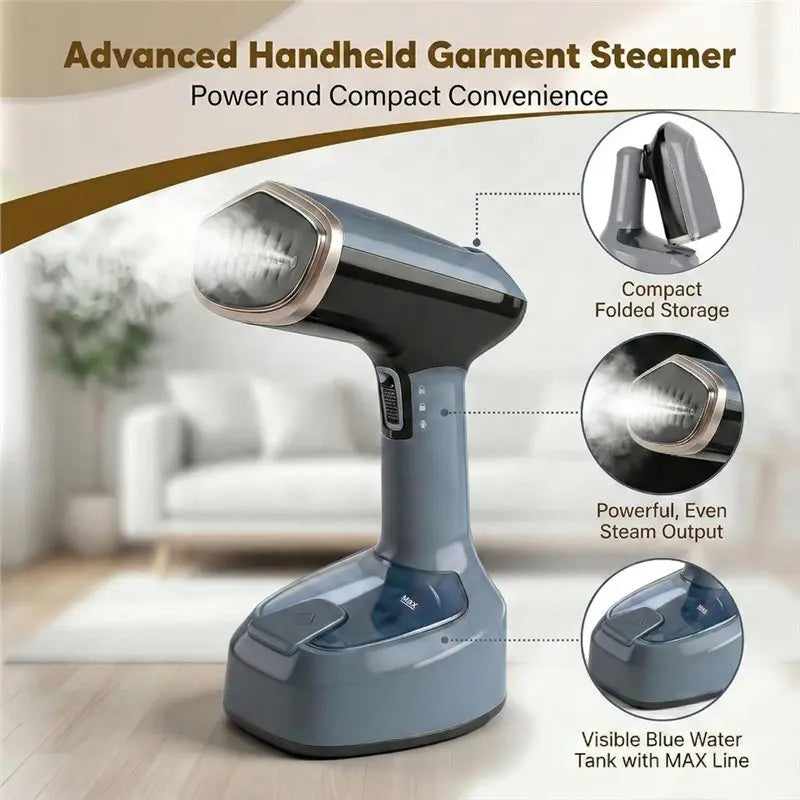 A97G Foldable Travel Steamer For Clothes,1500W Fast Heat-Up EU Plug