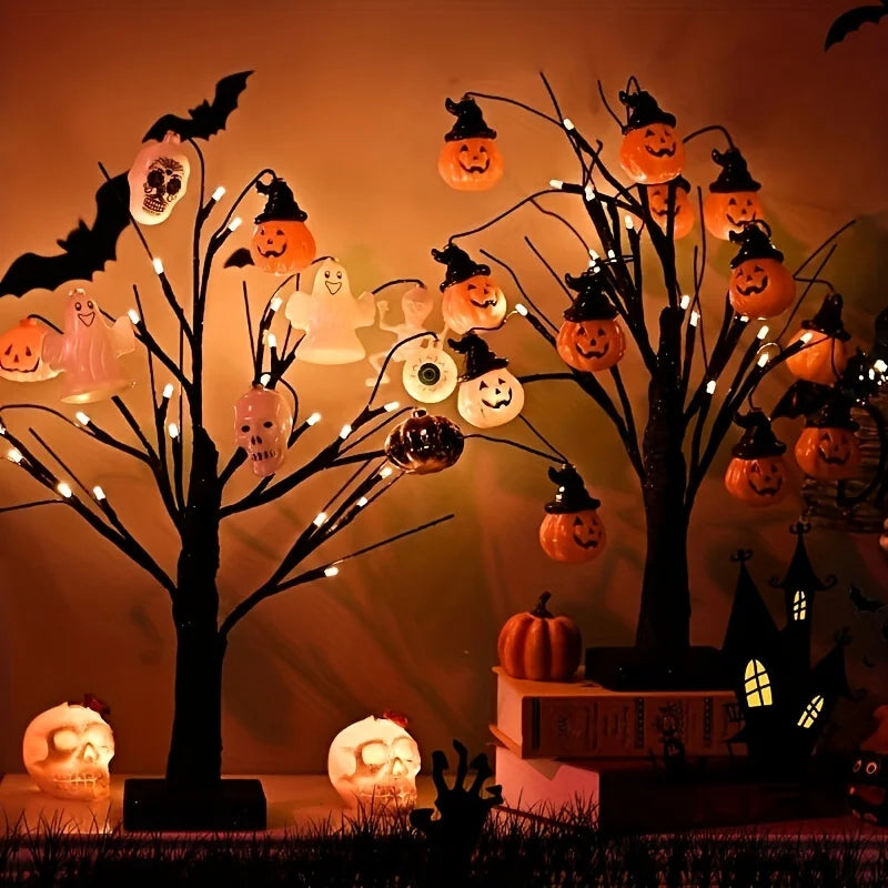 1 Piece of Classic Style LED Lights To Decorate Halloween and Christmas Desktop Trees, Support AA Batteries (Excluding)
