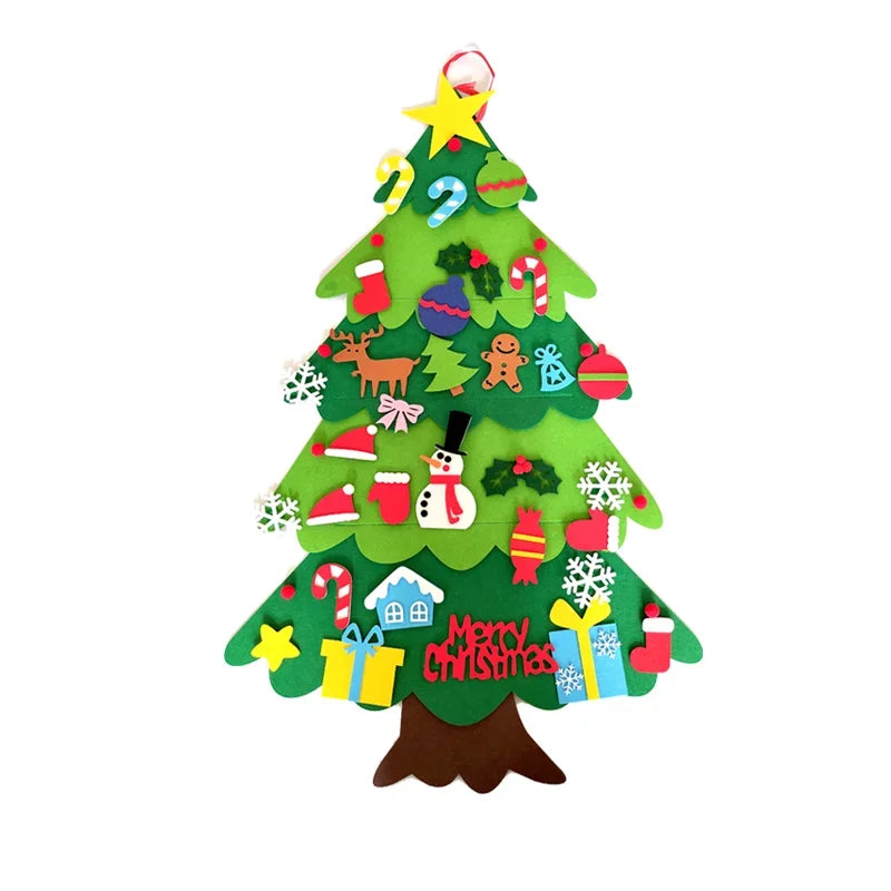 DIY Felt Christmas Tree for Toddler Feltpinetree Xmas with String Lights for Kids Montessori Toy Gift Home Decor Party Supplies