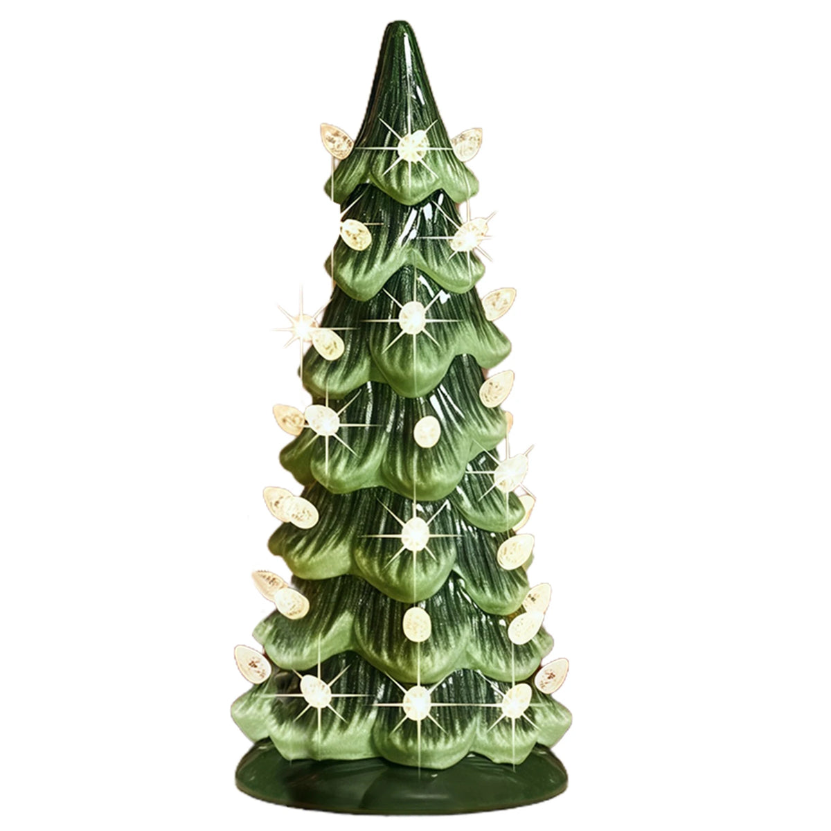 Retro Hand-Painted Tabletop Christmas Trees with LED Lights Resin Colorful LED Mini Christmas Tree for Home Christmas Decoration