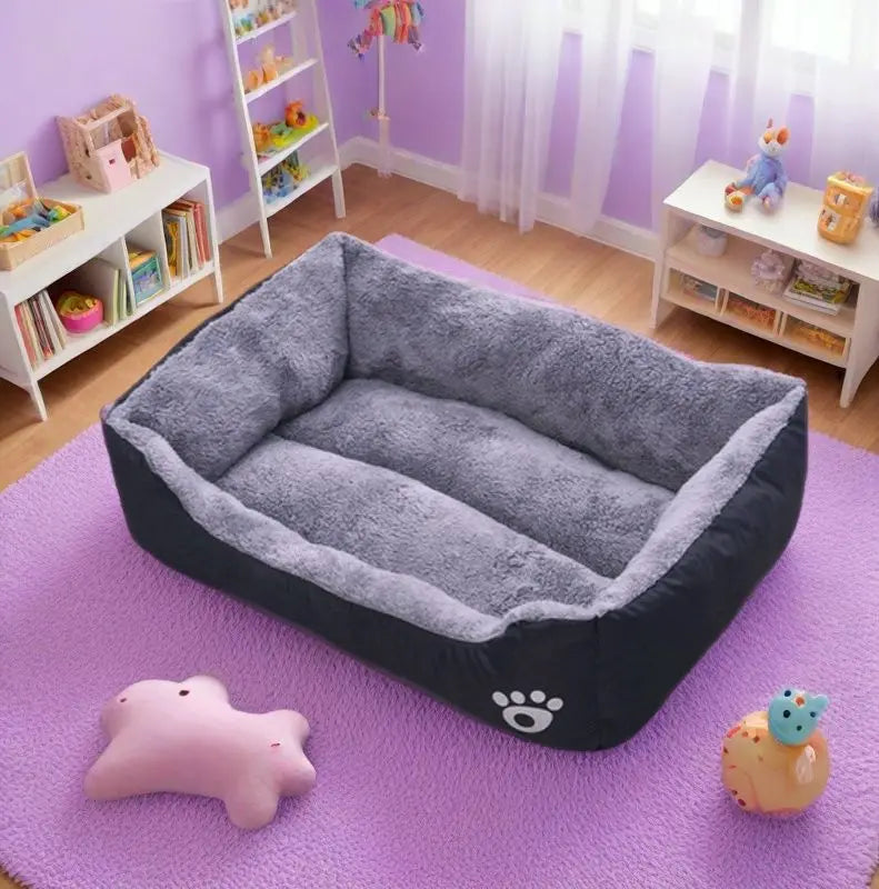 Plush Black Dog Bed