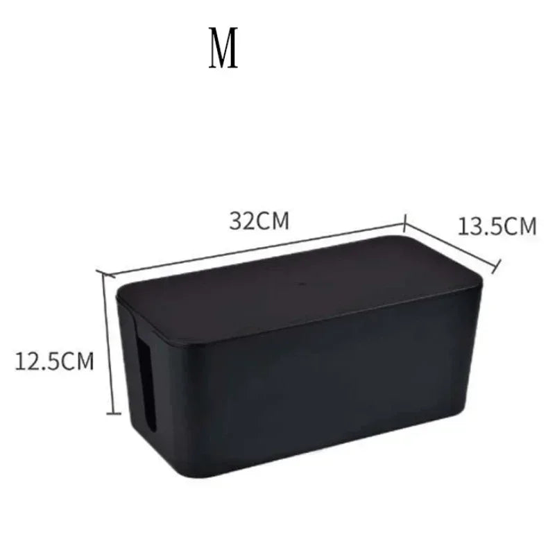 Cable Storage Box Power Board Wire Management Socket Strip Wire Case Dust Charger Socket Organizer Network Bin Charger