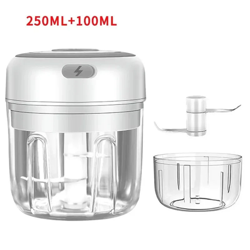 Portable Wireless Electric Mini Food Chopper Bowl Garlic Masher USB Rechargeable Vegetable Meat Grinder Kitchen Blender Gadget