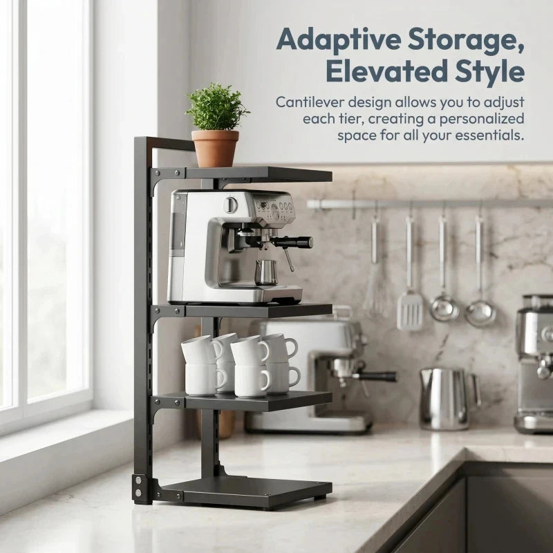 Multi Layer Under Sink Kitchen Storage Rack Adjustable Carbon Steel Floor Standing Pot Pan Organizer for Home Cookware