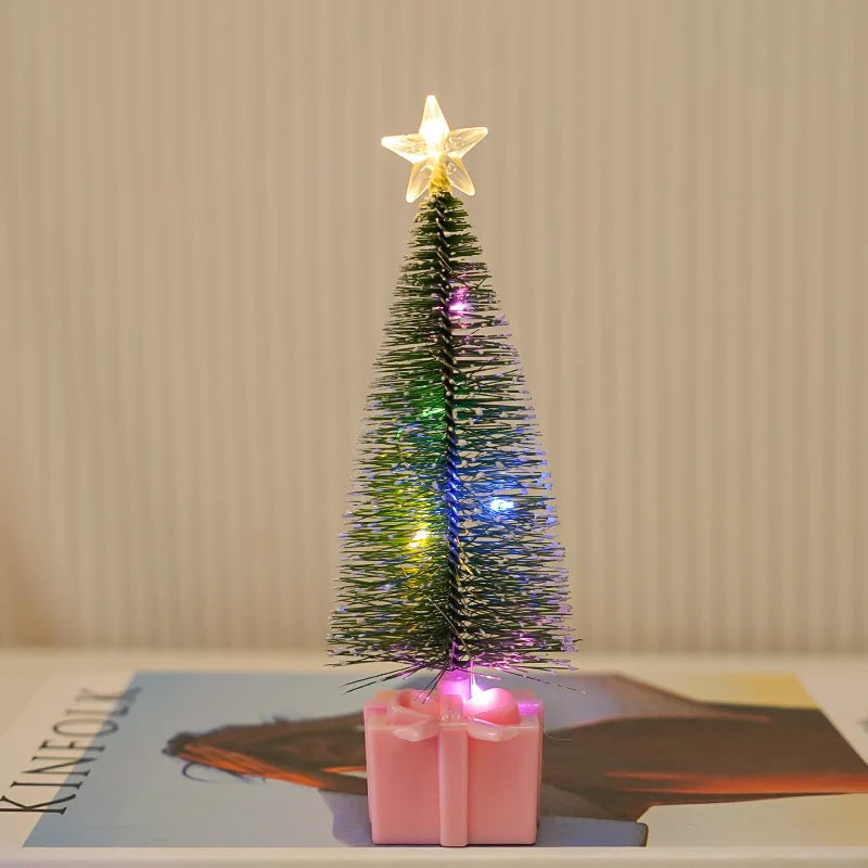 1/4pcs Luminous Mini Christmas Trees Beautiful Small Artificial Xmas Trees Desk Decorations Christmas Home Decorations
