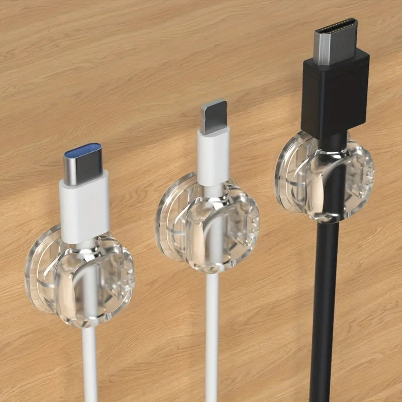 3pcs Solid Color Clear Cable Clip Cable Holder Adhesive Wire Keeper Cord Cable Organizer for Home Office Under Desk Management