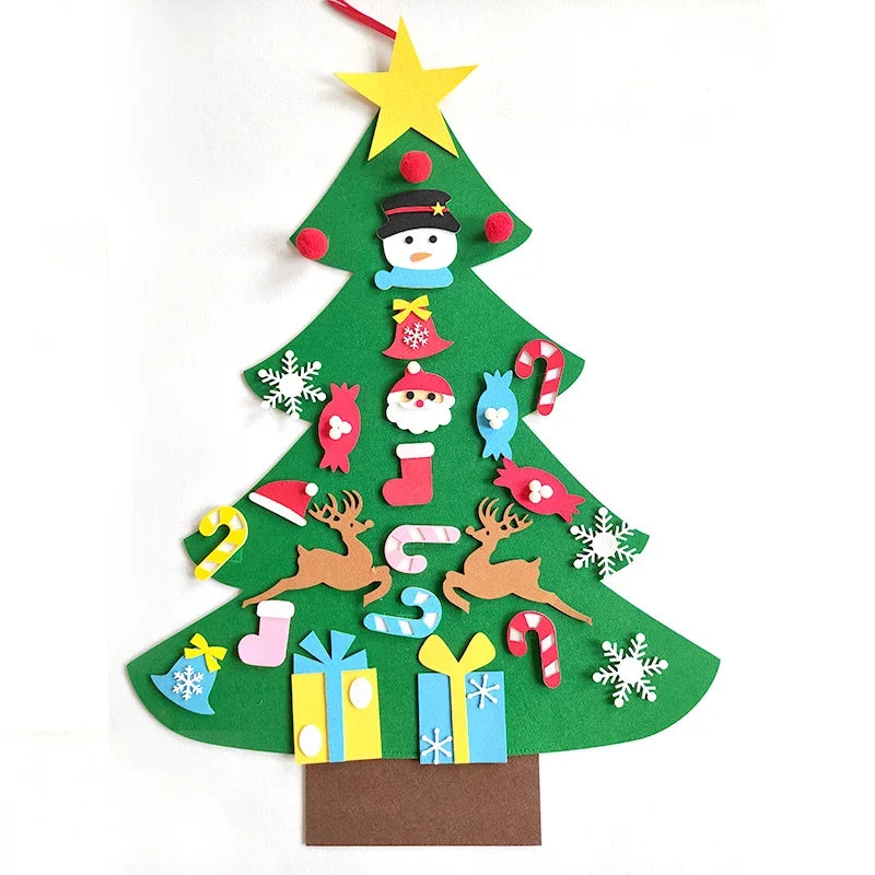 DIY Felt Christmas Tree for Toddler Feltpinetree Xmas with String Lights for Kids Montessori Toy Gift Home Decor Party Supplies