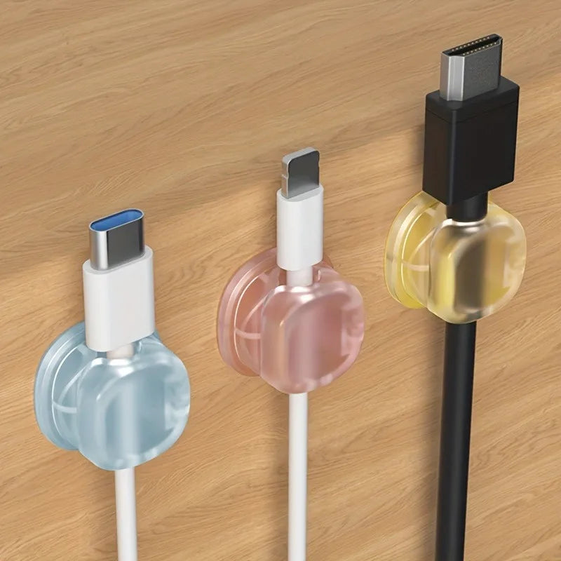 3pcs Solid Color Clear Cable Clip Cable Holder Adhesive Wire Keeper Cord Cable Organizer for Home Office Under Desk Management