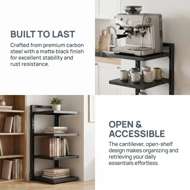 Multi Layer Under Sink Kitchen Storage Rack Adjustable Carbon Steel Floor Standing Pot Pan Organizer for Home Cookware