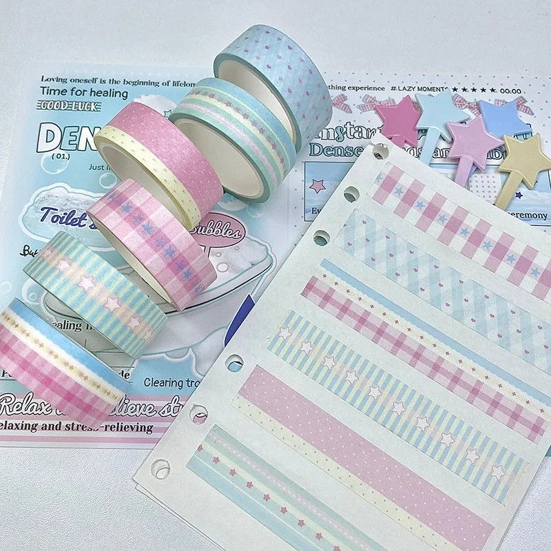MINKYS 6pcs/lot Basic Decorative Tape Cute Cartoon Creative Decorative Washi Tape School Stationery