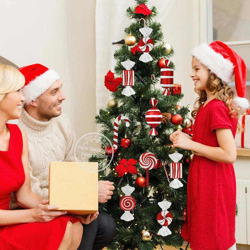 Big Christmas Lollipop Red Candy Cane Pendants Xmas Tree Hanging Ball Ornaments 2024 Christmas Decoration For Home New Year Gift