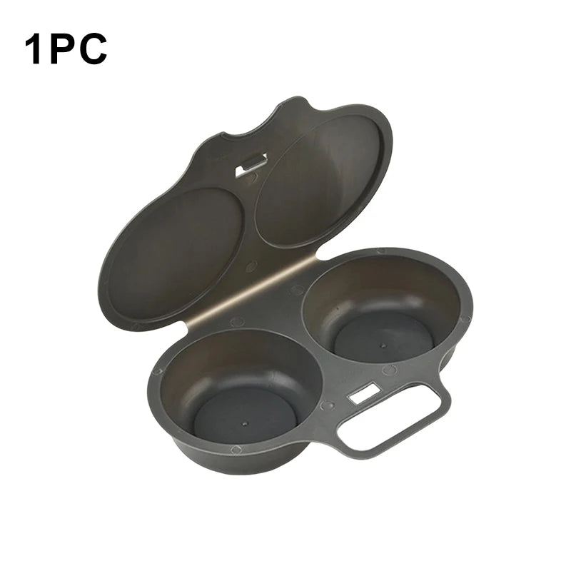 2 Cavity Microwave Egg Poacher Kitchen Round Steamed Egg Cooking Mould With Cover Reusable Non-stick Omelet Poached Egg Tool