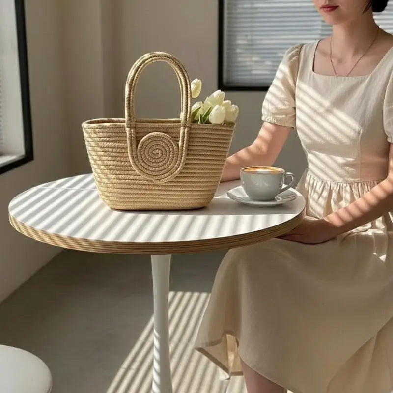 Vintage Rattan Beach Tote