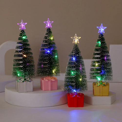 1/4pcs Luminous Mini Christmas Trees Beautiful Small Artificial Xmas Trees Desk Decorations Christmas Home Decorations