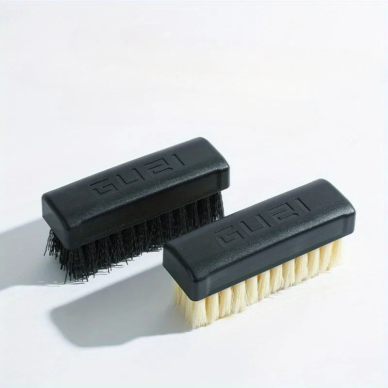 2pcs Dual-Strength Plastic Shoe Brush Set - Soft White Bristles & Firm Black Bristles  Versatile Shoe Care Tool for Home Use
