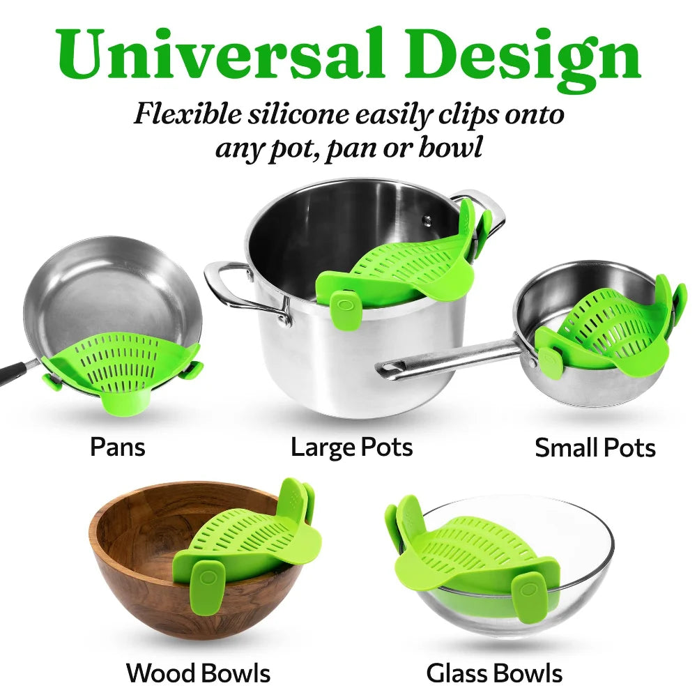 1pc Adjustable Silicone Clip-On Strainer for Pots, Pans, and Bowls - Handheld Drainer for Noodles, Pasta