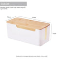 Wooden Office Cable Storage Box Power Line Wire Management Organizer Charger Socket Network Line Storage Bin Desk Storages