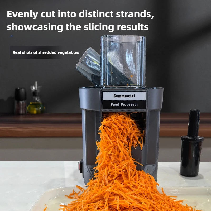 4 In 1 Dual-Feed Electric Food Chopper: Automatic Potato Dicer & French Fry Cutter for Carrot, Onion, Cucumber 110V 220V