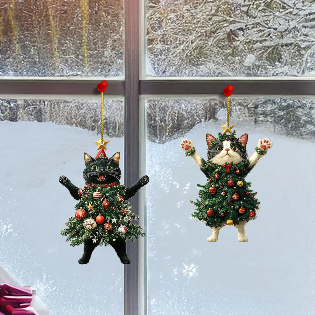 Christmas Tree Cat Bag Pendant, Car Rearview Mirror Backpack Hanging Ornament, Cute Christmas Decoration Accessory For Holiday Gift Giving