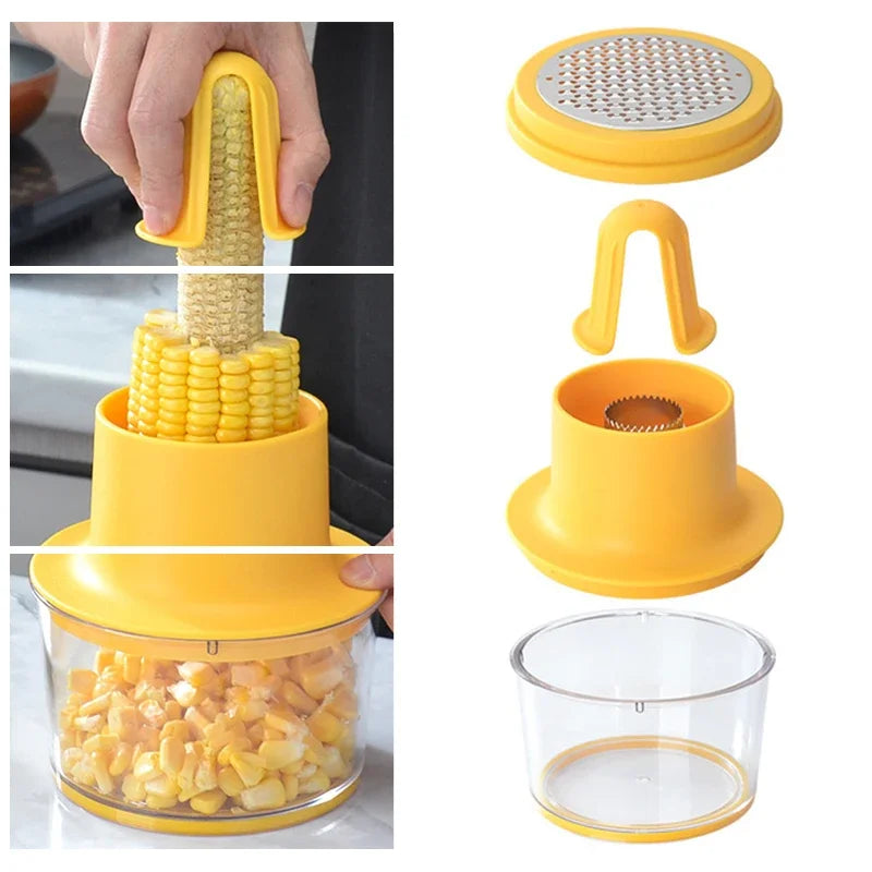 4 In 1 Corn Husker Corn Sheller Corn Cob Cutter Corn Thresher Corn Husker Cooking Tool Grind Garlic Kitchen Gadget