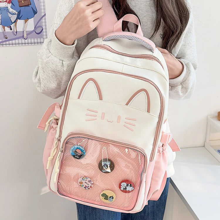 Fashionable Transparent Backpack Dual-Shoulder Bag Travel Student Bookbag  Design Versatile Girls Bag Commuter Style Polye...