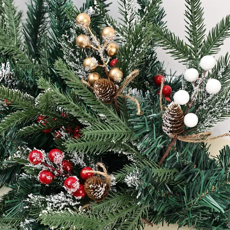 1/20x Snowflake Pine Cone Berry Branch Artificial Red Berry Pine Needle DIY Wreath Fake Flowers Home Party Christmas Decoration
