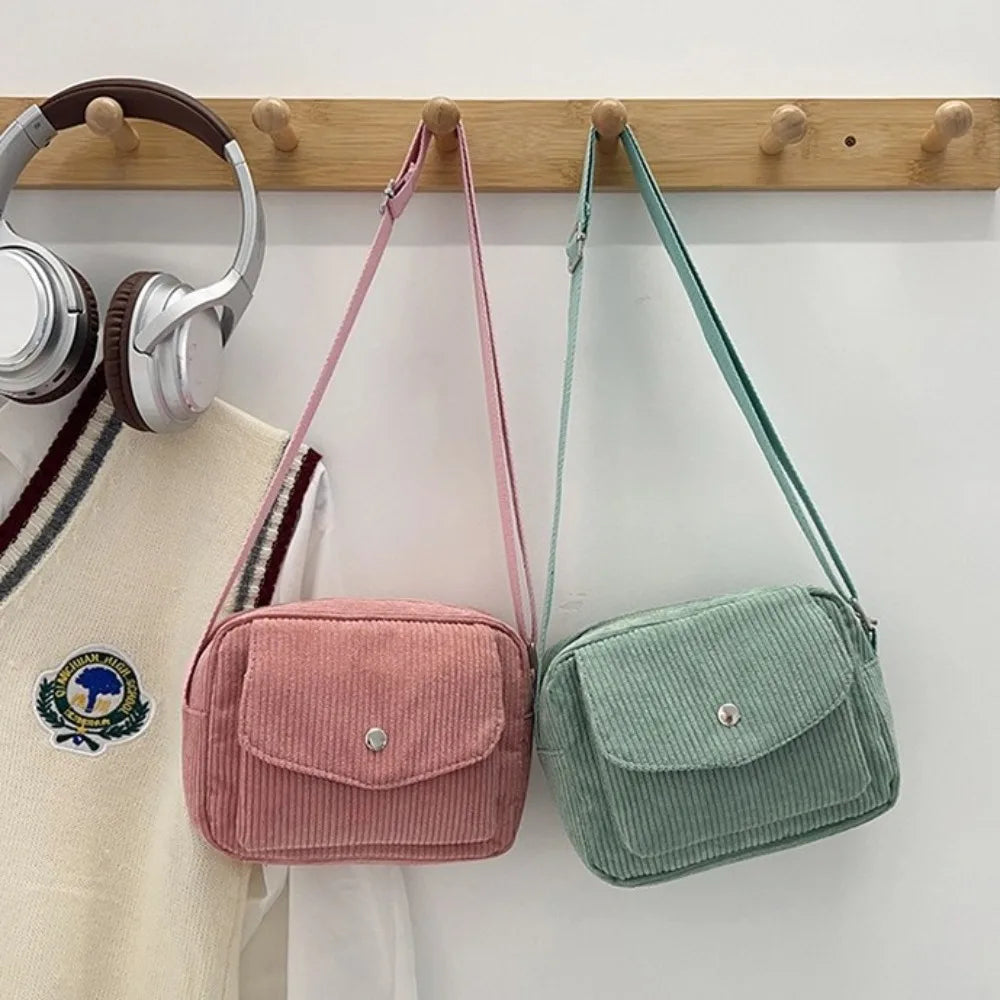 Corduroy Striped Crossbody Bag