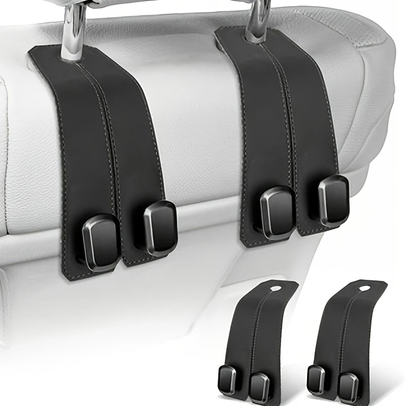 Car Seat Headrest Hooks 2 in 1 Leather Car Seat Back Hook Purse and Bag Backpack Double Hook Cars Seat Hanger Car Headrest Hooks