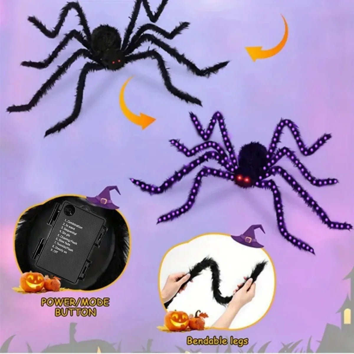 Giant Fuzzy Spider Light