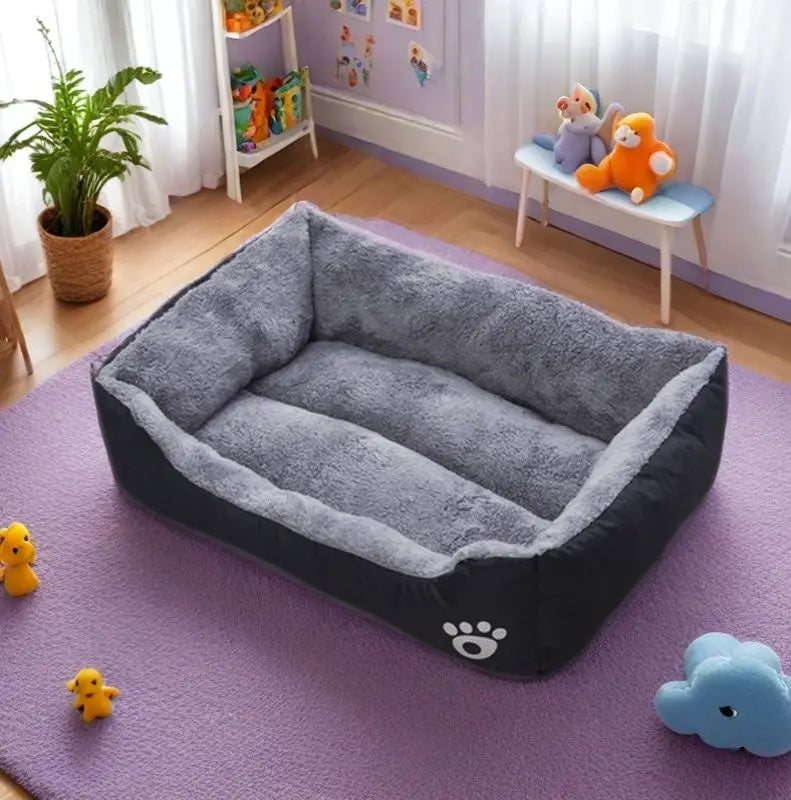 Plush Black Dog Bed
