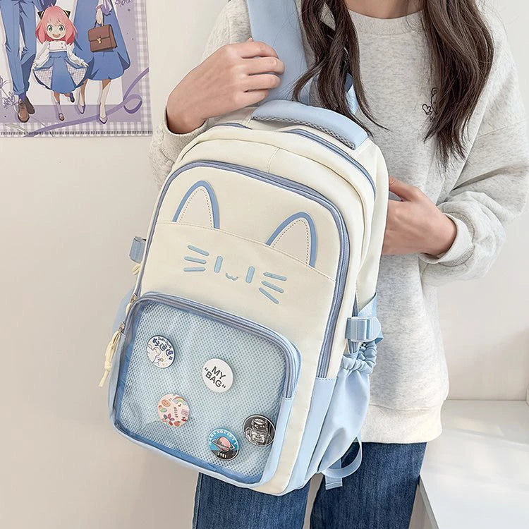 Fashionable Transparent Backpack Dual-Shoulder Bag Travel Student Bookbag  Design Versatile Girls Bag Commuter Style Polye...
