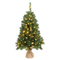 3ft Christmas Tree with 150 Branches – PVC, 100 Warm White LED Lights, 8 Modes, Battery Operated, Star Topper, Linen Base, for Home, Office, Party, Tabletop Decor – Easy Assembly, Durable, Fire-Resistant