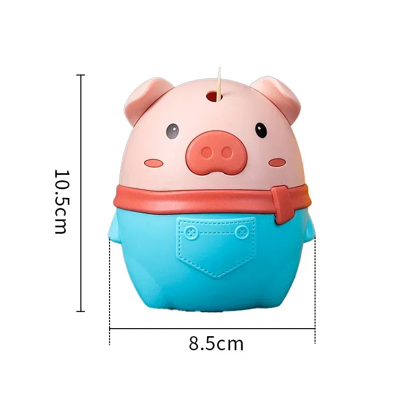 Cute Cartoon Piggy Toothpick Holder Automatic Toothpick Dispenser Holder Restaurant Table Decor Daily Use Toothpick Dispenser