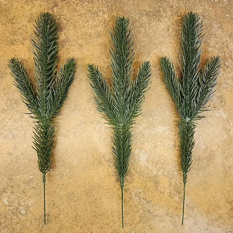 100pcs 10.6inch Realistic Pine Branches - Flexible, Natural Look, Suitable for Weddings, Bedrooms, And Living Rooms