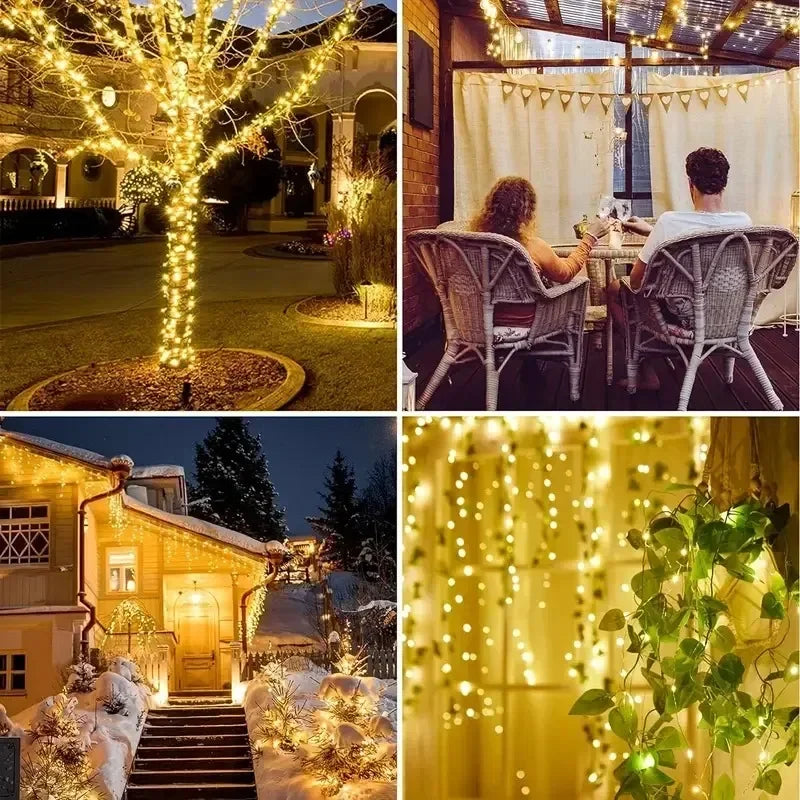 Fairy Lights Solar Garden Lights String Lights with 8 Modes Waterproof Wire Lights for Patio Yard Trees Christmas Party