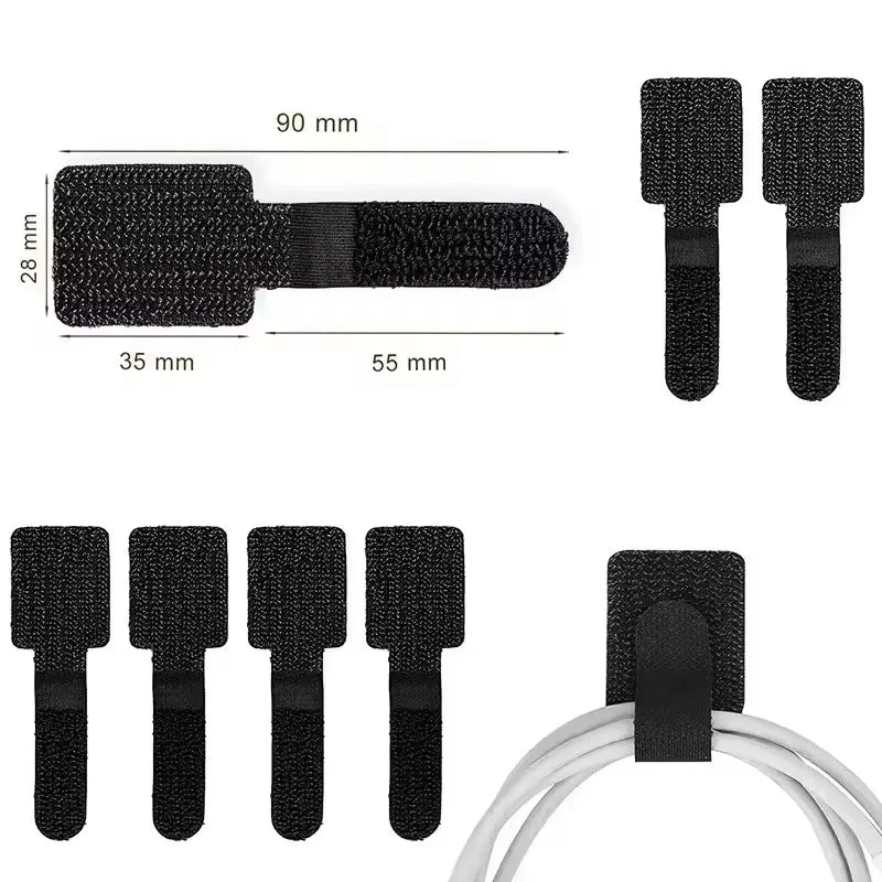 Adhesive Cable Clips - No-Residue Flexible Cord Organizers with Strong Adhesion for Desk Wall Home & Office Use - Portable Wire