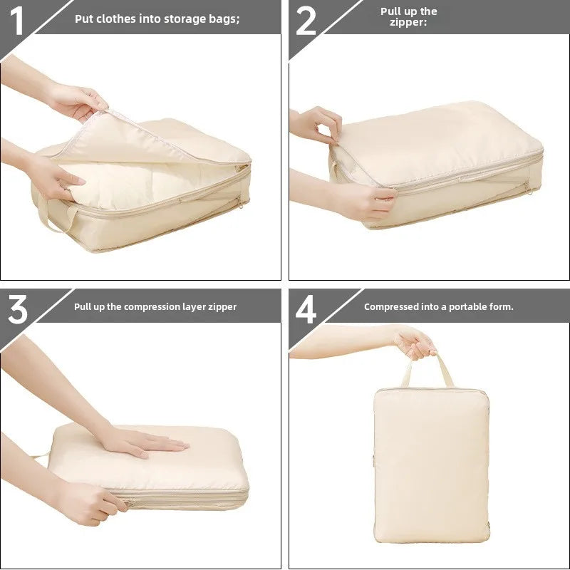 4Pcs/Set Travel Compression Packing Cubes Bag Portable Suitcase Clothes Organizers Waterproof Luggage Storage Cases Drawer Bags