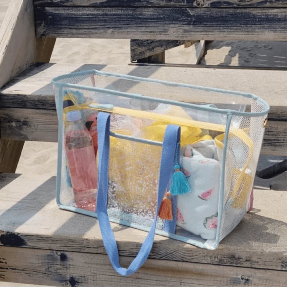 Transparent PVC Transparent Beach Bag Waterproof Design Large-capacity Fitness Bag Durable PVC Shoulder Bag Fitness Swimming
