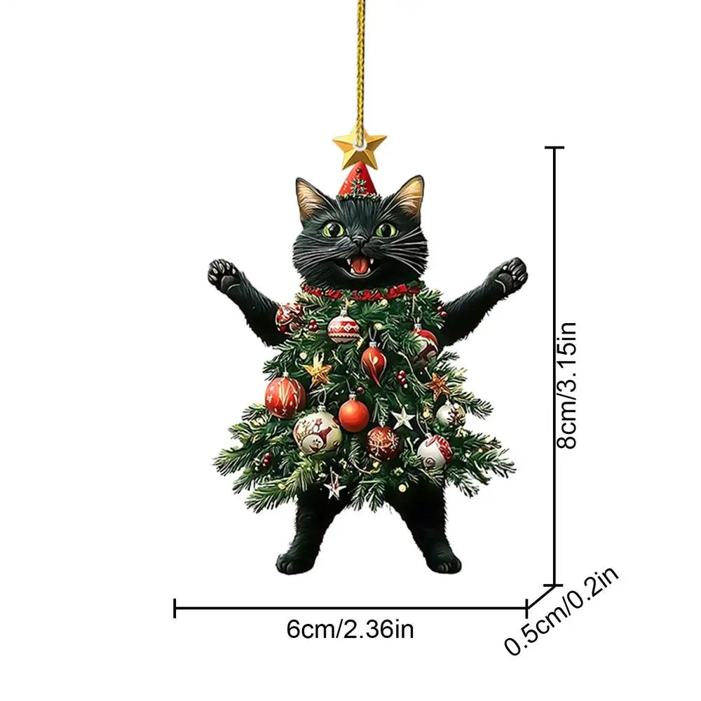 Christmas Tree Cat Bag Pendant, Car Rearview Mirror Backpack Hanging Ornament, Cute Christmas Decoration Accessory For Holiday Gift Giving