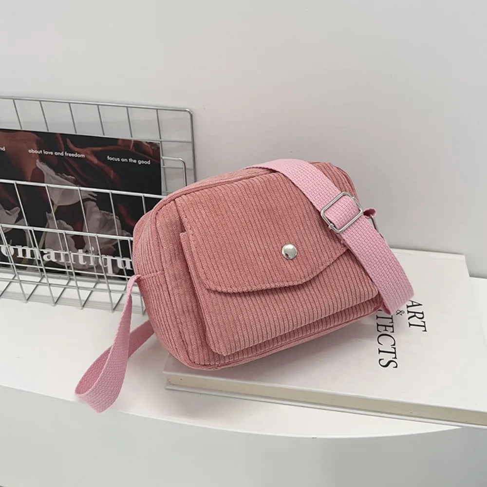 Corduroy Striped Crossbody Bag
