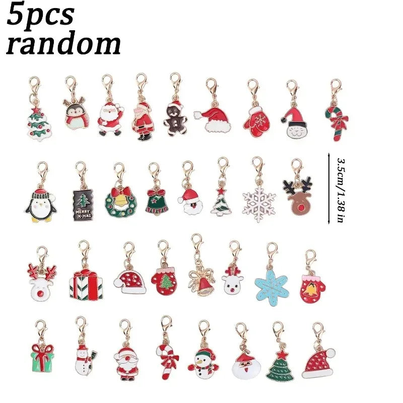 Wholesale Christmas Keychains Pendants Santa Alloy Ornament DIY Necklaces Earrings Bracelets Holiday Party Decoration Supplies