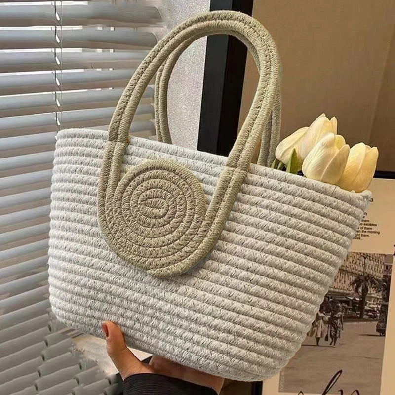 Vintage Rattan Beach Tote