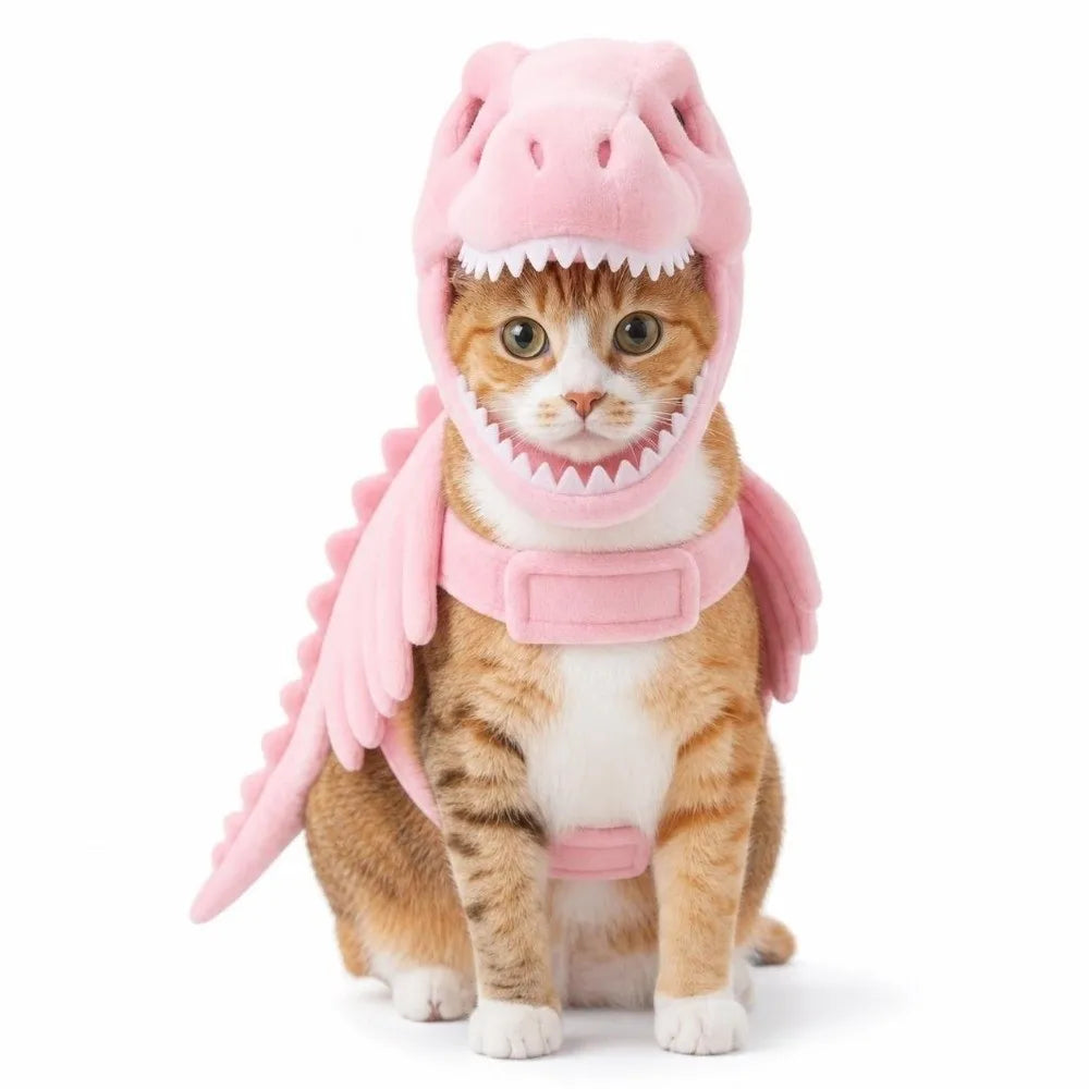 Dinosaur Skeleton Pet Costume Dark Washable Cat Halloween Cosplay Clothes Soft Halloween Pet Hood Outfit Halloween Decoration
