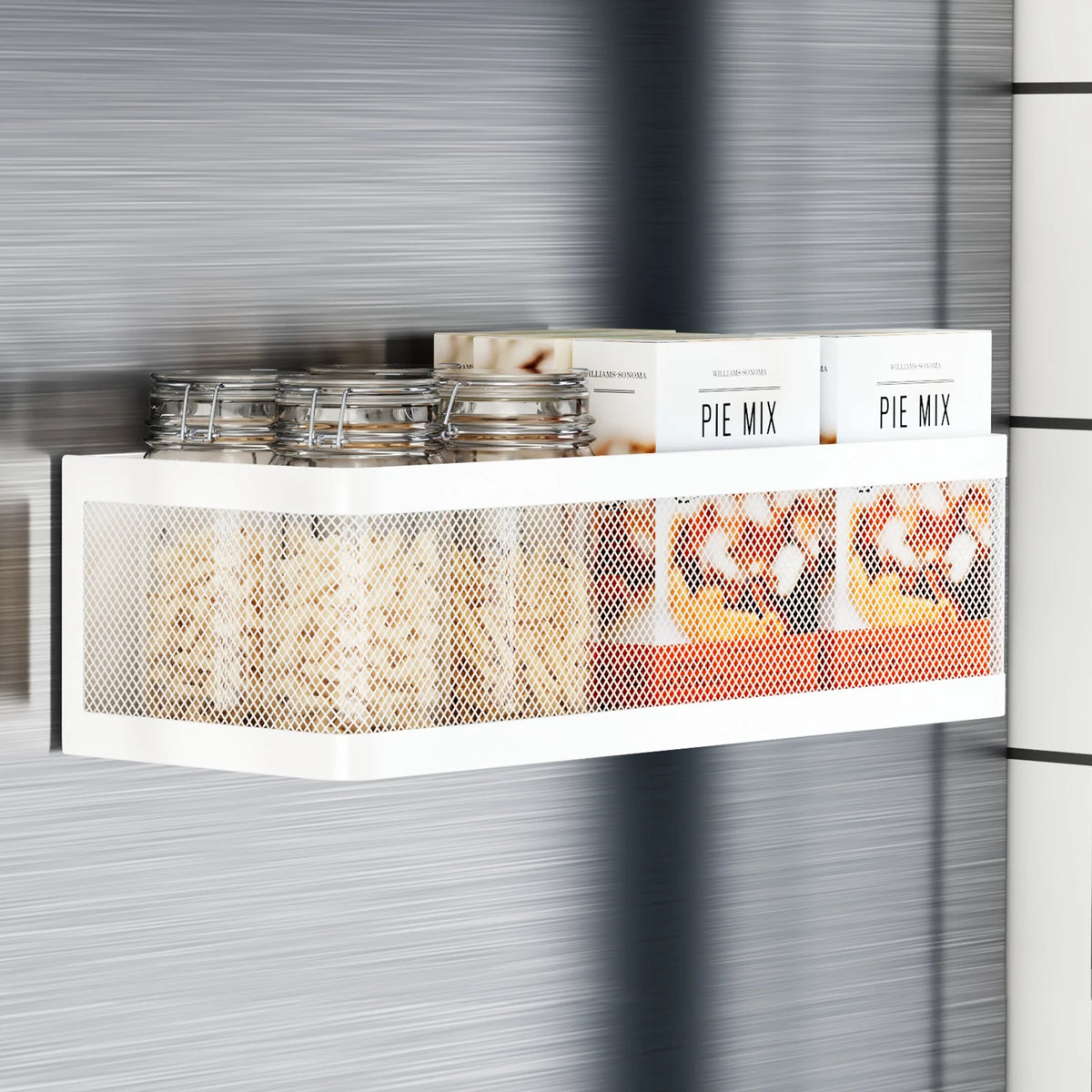 Magnetic Refrigerator Storage Rack, Magnetic Spice Rack, Metal Magnetic Hanging Basket, Wall Cabinet, Multifunctional Storage Box, No-Drill Installation